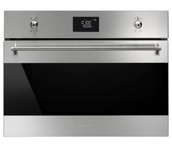 SMEG SF4390MCX Built-in Combination Microwave - Stainless Steel & Black Glass