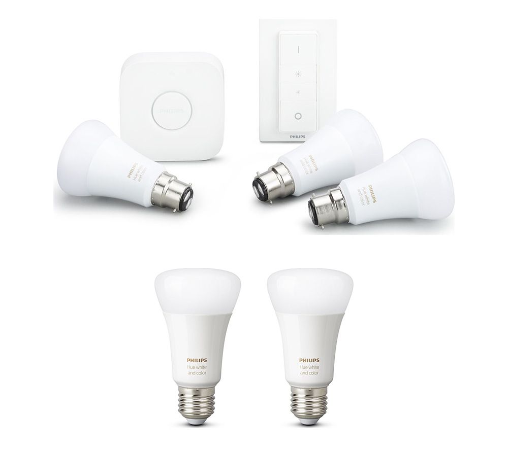 PHILIPS Hue A60 White & Colour Ambience B22 Starter Kit & 2 E27 Wireless Bulbs Bundle review