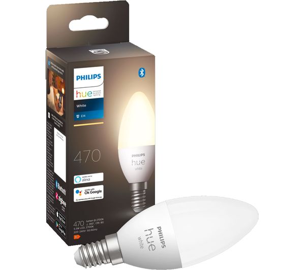 Image of PHILIPS HUE White Bluetooth LED Bulb - Candle, E14