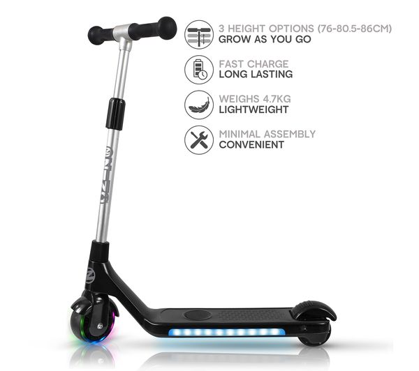 ZC07288 ZINC Light Up Electric Beam Kids Electric Scooter Black