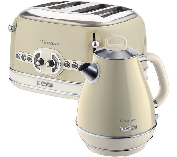 Ariete Vintage Arpk19 4 Slice Toaster Jug Kettle Bundle Beige