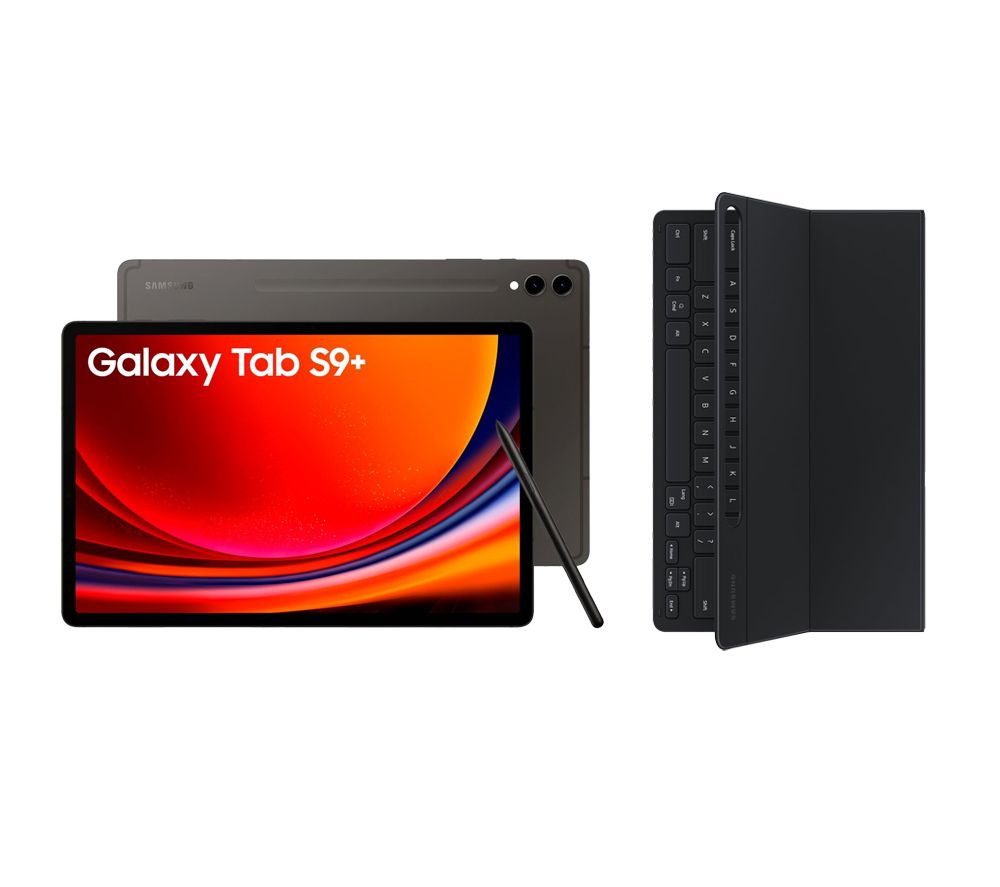 Galaxy Tab S9+ 12.4" 5G Tablet (512 GB, Graphite) & Galaxy Tab S9+ Slim Book Cover Keyboard Case Bundle