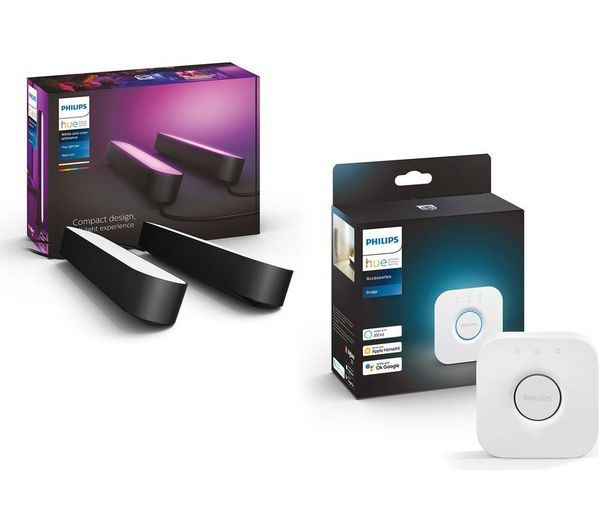 PHILIPS HUE White and Colour Ambiance Play Light Bar Plus Starter Kit - Black, Twin Pack