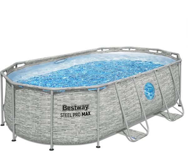 An image of BESTWAY 14ft x 39.5" Steel Pro MAX BW56714GB-25 Oval Swimming Pool - Grey