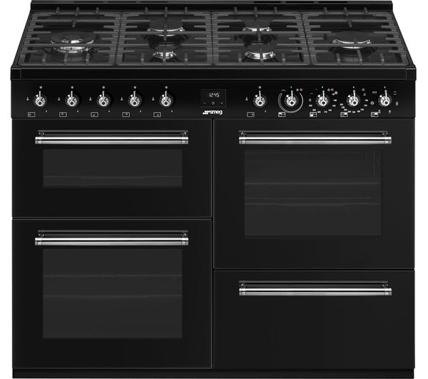 An image of SMEG Concert CX113GMBL 110 cm Dual Fuel Range Cooker - Black