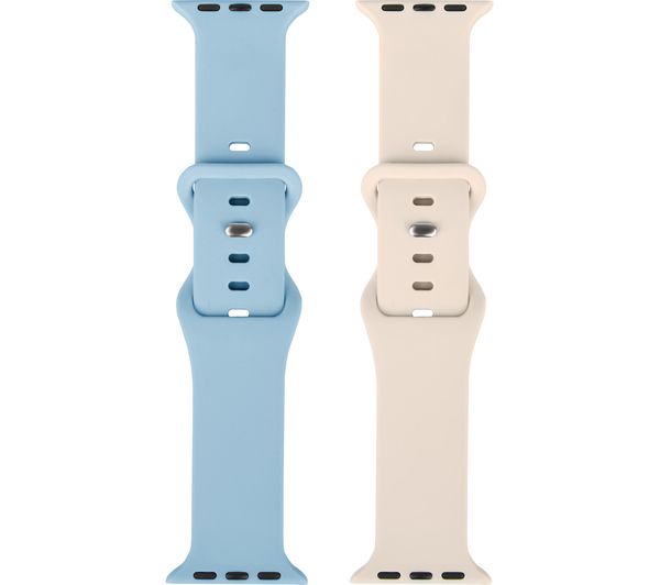 SANDSTROM Apple Watch 42-49 mm (Series 1/2/3) Silicone Strap - Set of 2, Light Blue & Beige