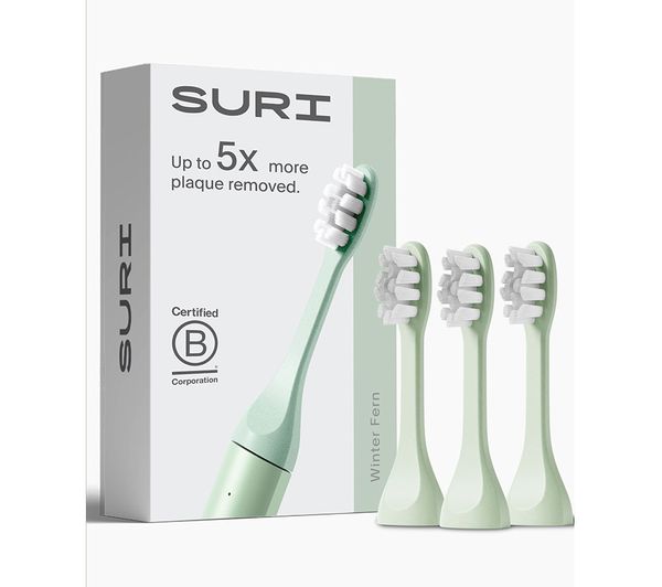 An image of SURI Sonic Replacement Toothbrush Head - Winter Fern, Pack of 3