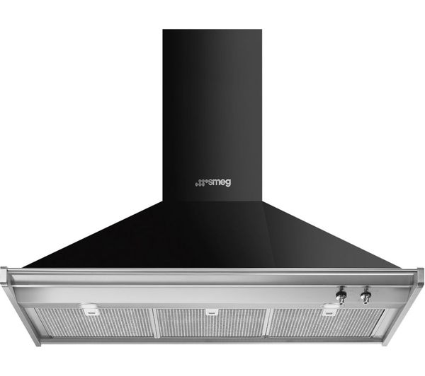 An image of SMEG KD100HNE Chimney Cooker Hood - Black
