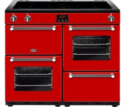 BELLING Kensington 100Ei Electric Induction Range Cooker - Red & Chrome