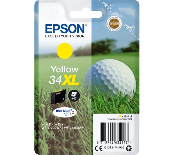 EPSON 34 Golf Ball XL Yellow Ink Cartridge, Yellow