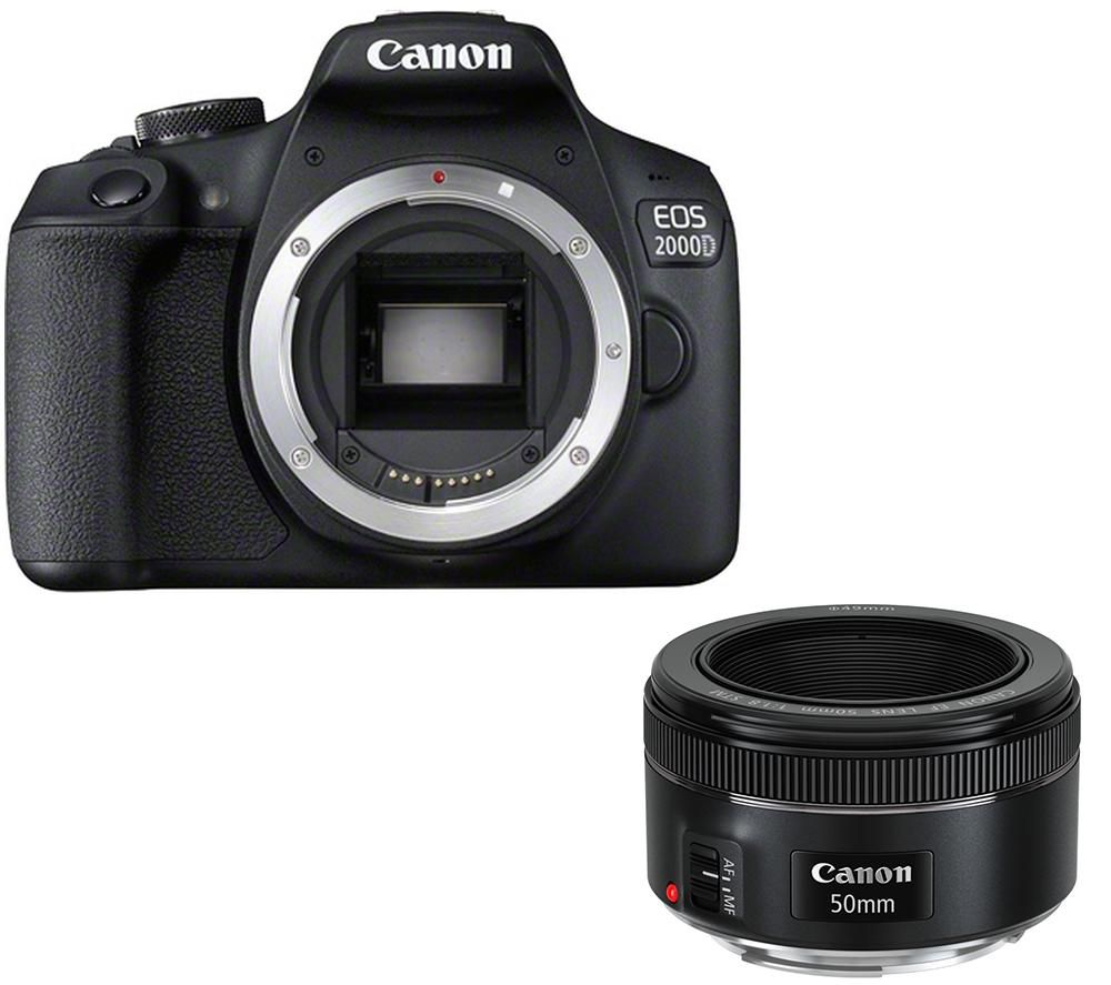 CANON EOS 2000D DSLR Camera & EF 50 mm f/1.8 STM Standard Prime Lens Bundle specs