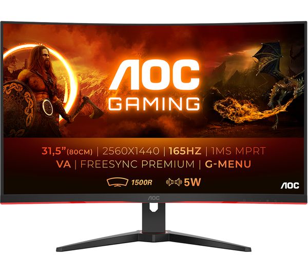 Aoc Cq32g2se Bk Quad Hd 315 Curved Va Lcd Gaming Monitor Black