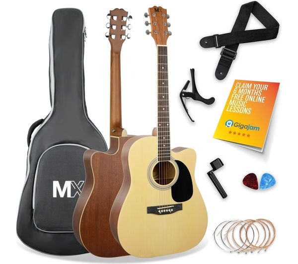 3rd Avenue Mx Cutaway Premium Acoustic Guitar Bundle Natural