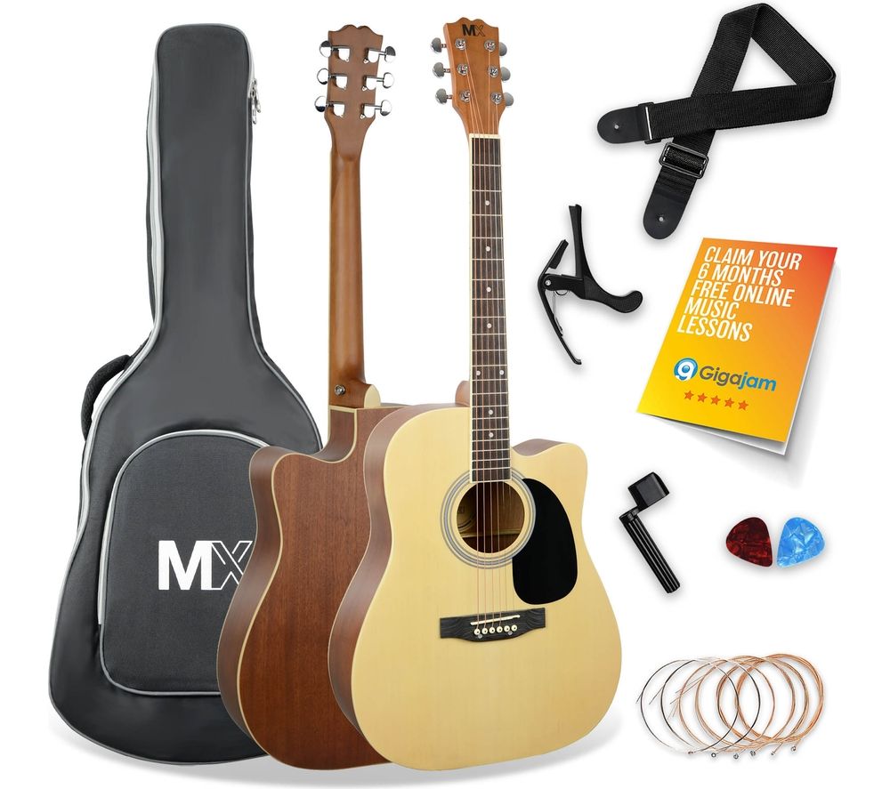 MX Cutaway Premium Acoustic Guitar Bundle - Natural
