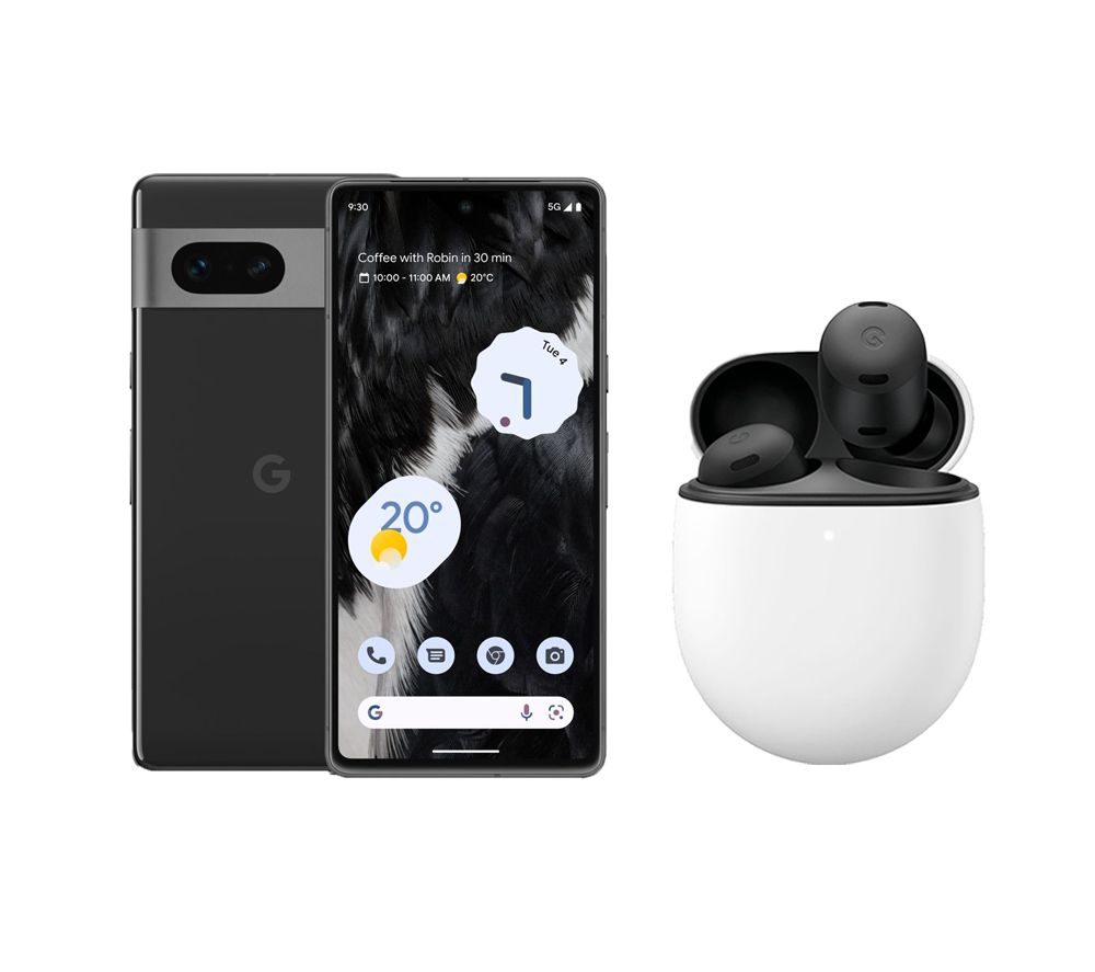Pixel 7 (256 GB, Obsidian) & Pixel Buds Pro Wireless Bluetooth Noise-Cancelling Earbuds (Charcoal) Bundle