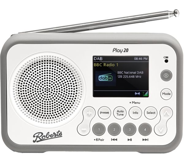 Roberts Play 20 Portable Dab Fm Bluetooth Radio White