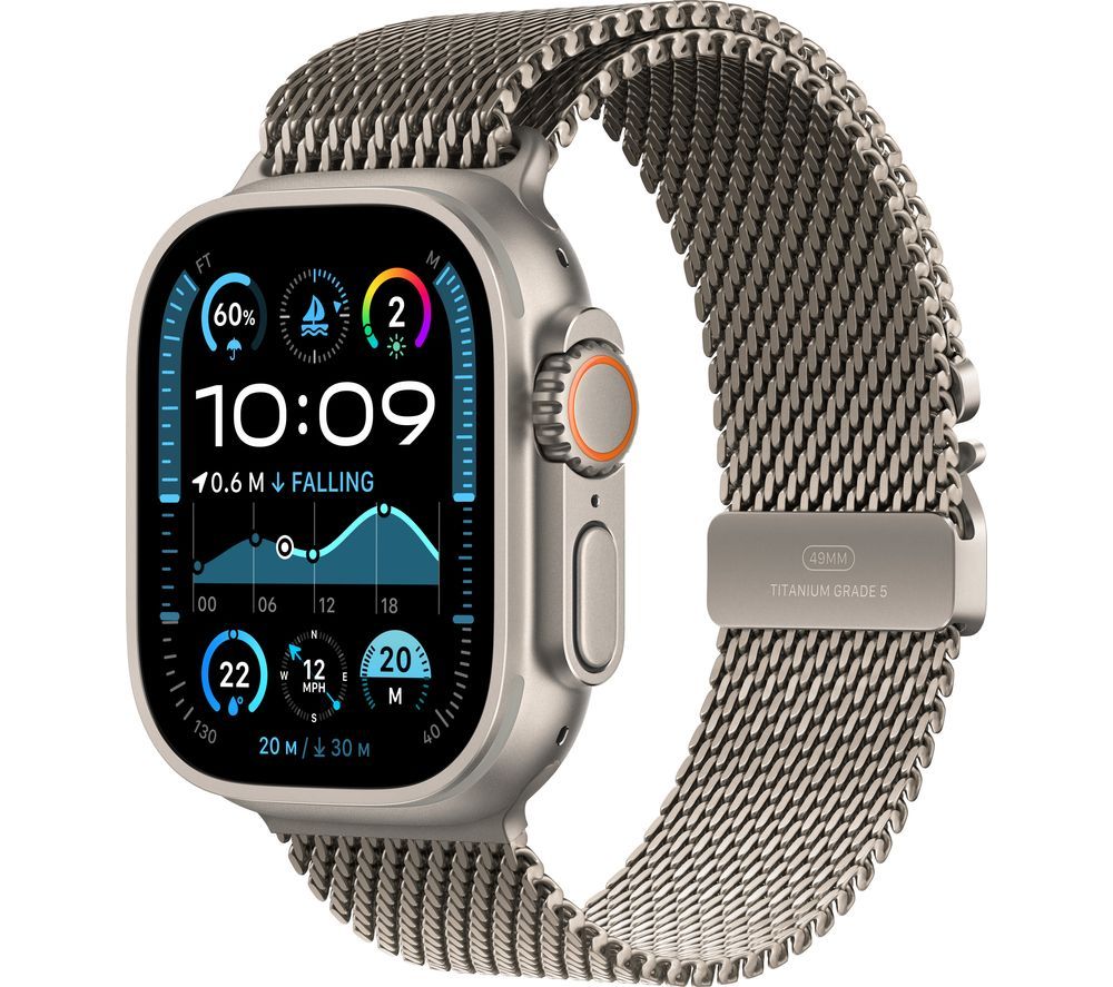 Watch Ultra 2 Cellular - 49 mm Natural Titanium Case with Natural Titanium Milanese Loop - Medium