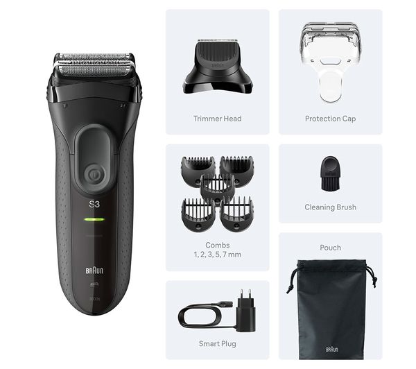 Braun Series 3 Bra3000bt Wet Dry Foil Electric Shaver Grey
