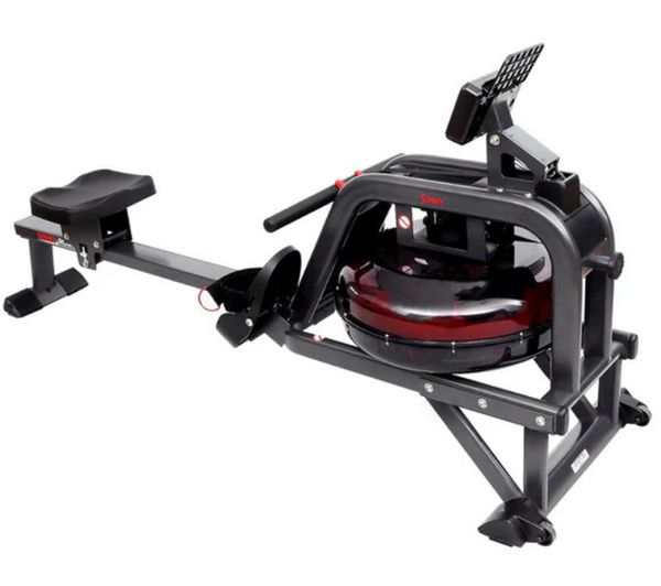 An image of SUNNY HEALTH Obsidian Surge Smart Water Rowing Machine - Black