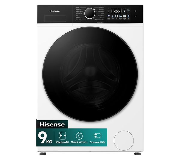 An image of HISENSE KitchenFit 3i Series WF3I9043BWFS2 WiFi-enabled 9 kg 1400 Spin Washing Machine - White
