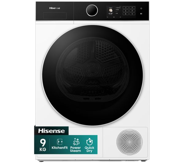 An image of HISENSE 5i Series DH5I904BWBC WiFi-enabled 9 kg Heat Pump Tumble Dryer - White