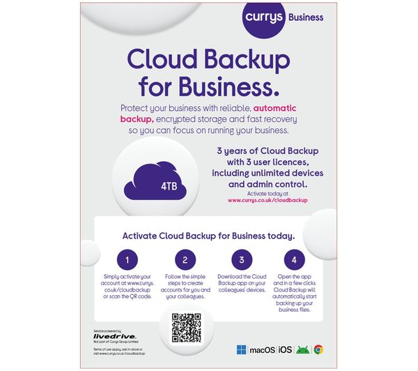 An image of CURRYS' Cloud Backup for Business - 4 TB, 3 years