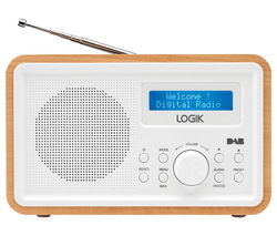 LOGIK LHDR15 Portable DAB/FM Radio - Light Wood & White
