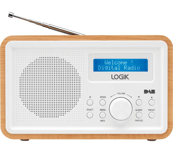 LOGIK LHDR15 Portable DAB/FM Radio - Light Wood & White, White