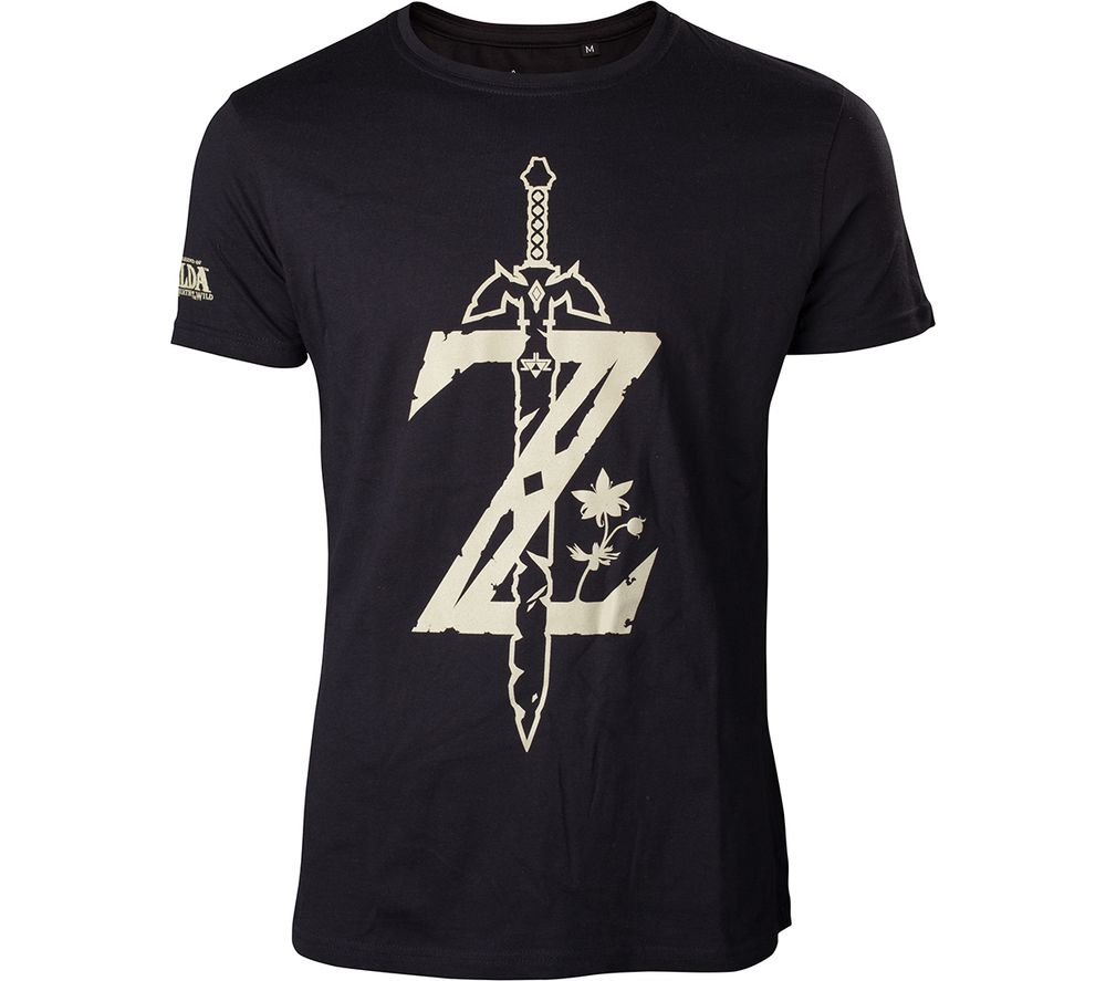 NINTENDO Zelda Breath of the Wild Logo T-Shirt - XL, Black, Black