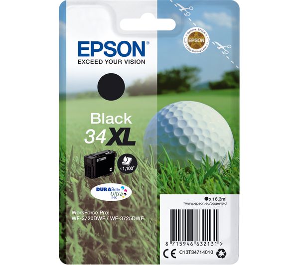 EPSON 34 Golf Ball XL Black Ink Cartridge, Black