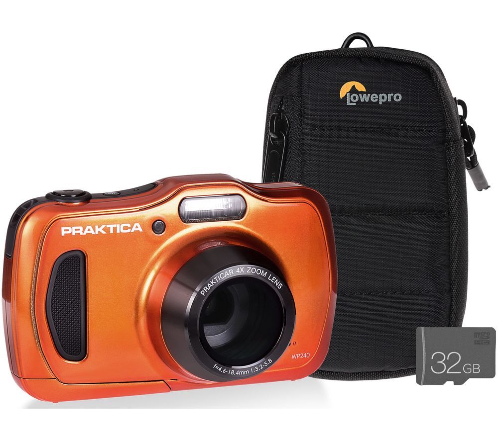 PRAKTICA Luxmedia WP240-O Compact Camera with Case & SD Card - Orange, Orange