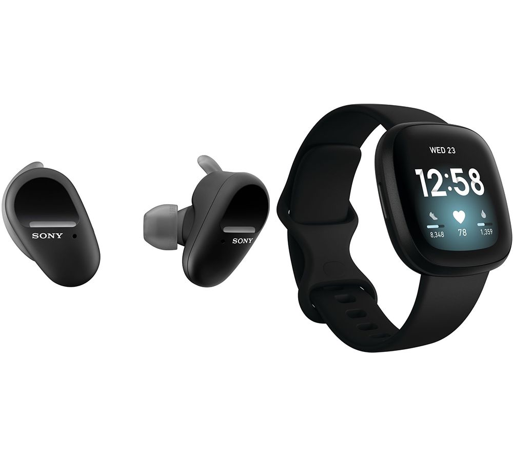 fitbit watch with earbuds