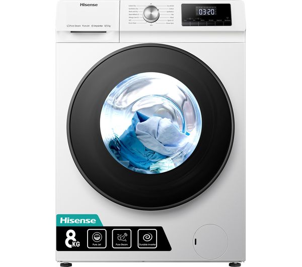 HISENSE 3 Series WDQA8014EVJM 8 kg Washer Dryer - White