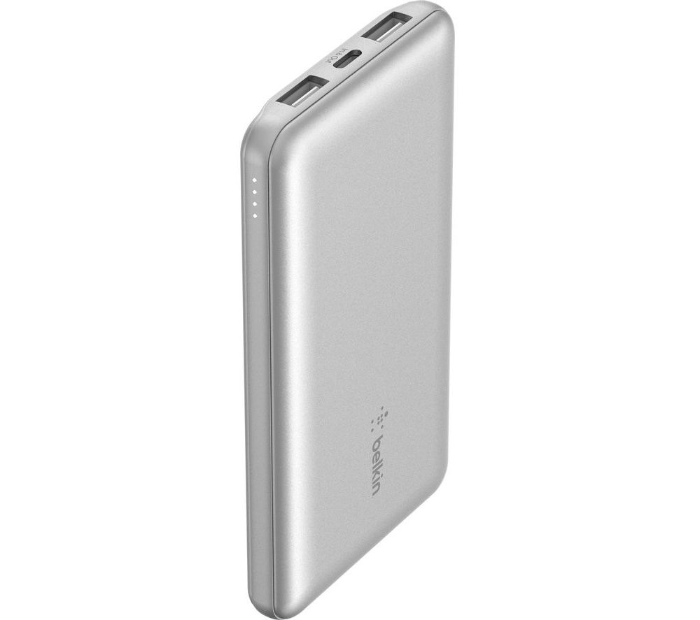 10000 mAh Portable Power Bank - Silver