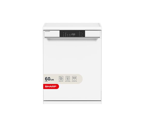 An image of SHARP QW-NA1FF47D3W2-EN Full-size Dishwasher - White