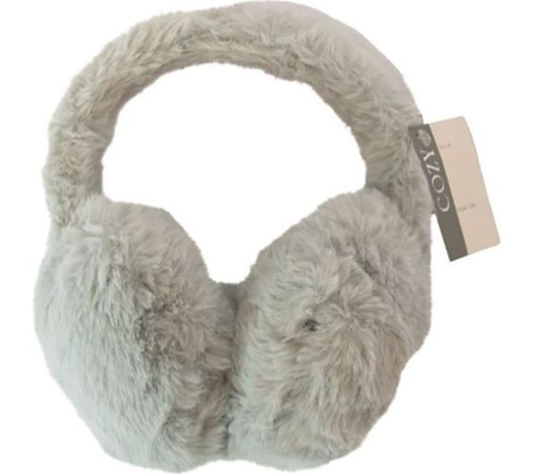 Aroma Home Faux Fur Heatable Ear Muffs Grey