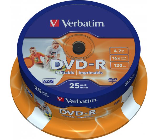 VERBATIM DVD  R 16x Photo Printable  DVDs  25 Pack Deals 