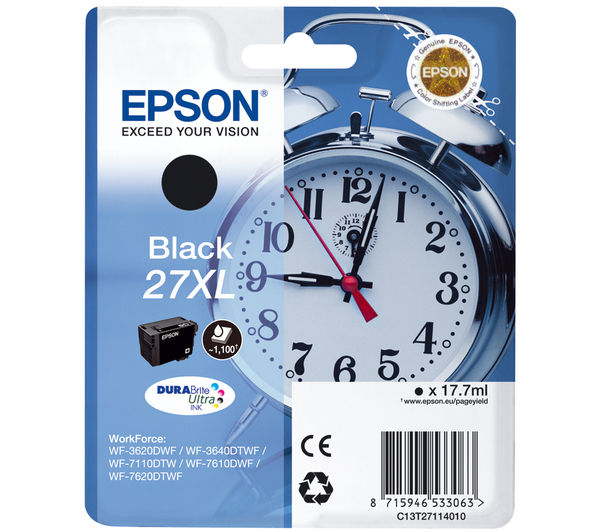 Image of EPSON Alarm Clock 27XL Black Ink Cartridge