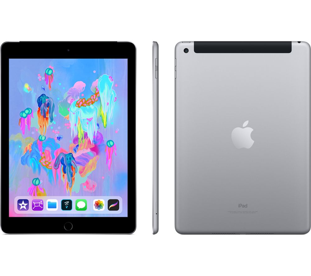 APPLE 9.7″ iPad Cellular – 128 GB, Space Grey (2018), Grey