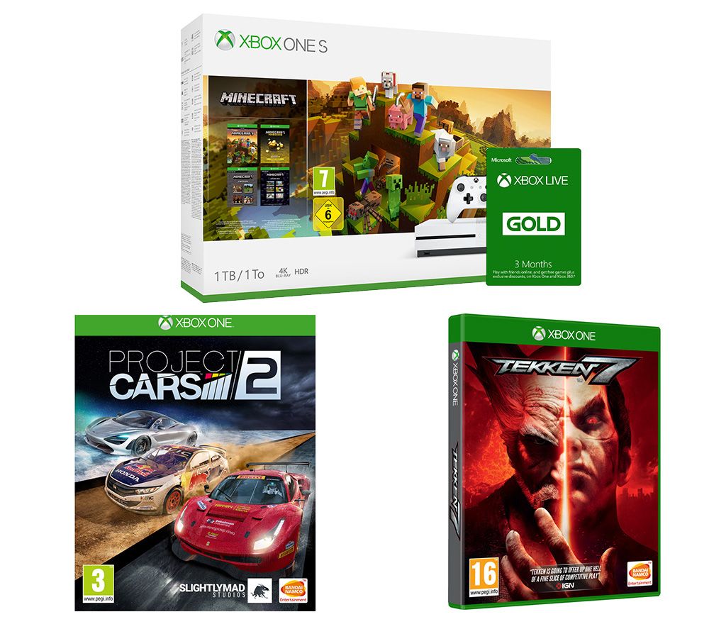 MICROSOFT Xbox One S, Minecraft, Project Cars 2, Tekken 7 & Xbox LIVE Gold Bundle, Gold review