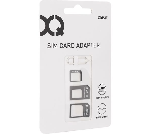 4-in-1 Nano SIM To Micro/Standard Adapter Set - Universal, White, Hook & Loop Fasteners