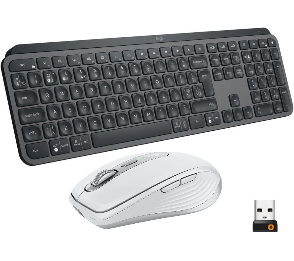 LOGITECH MX Keys & MX Anywhere 3 Wireless Keyboard & Mouse Bundle - Pale Grey