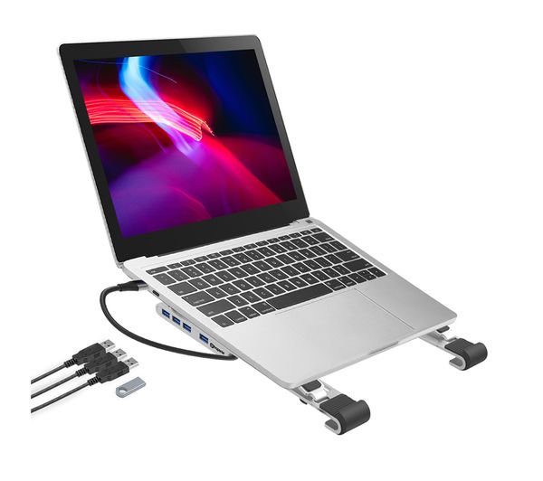 Properav P Lsusb 4 Laptop Stand With Usb Hub Silver
