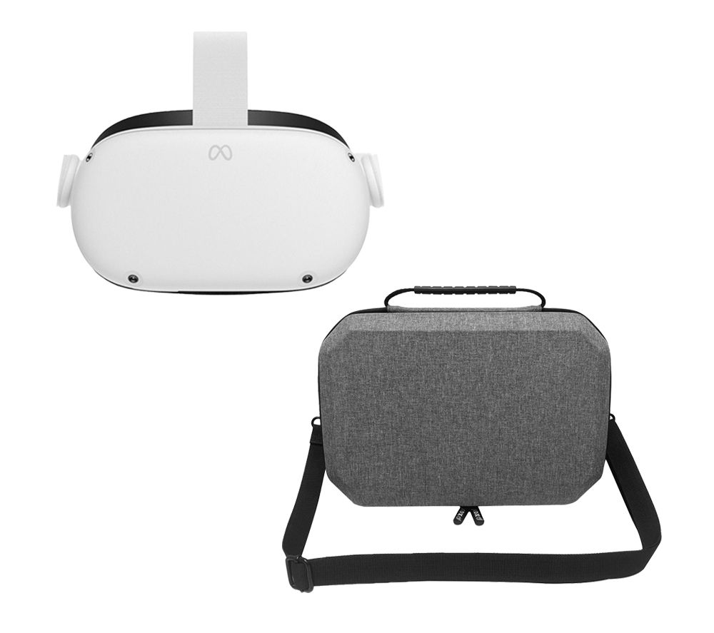 Quest 2 VR Gaming Headset (128 GB) & AVRCPL23 Meta Quest 2 EVA Carrying Case (Grey) Bundle