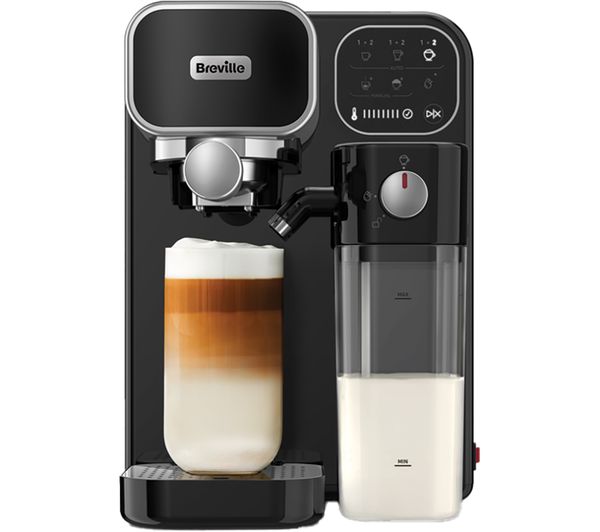 Image of BREVILLE Prima Latte Luxe VCF166 Coffee Machine - Black & Silver