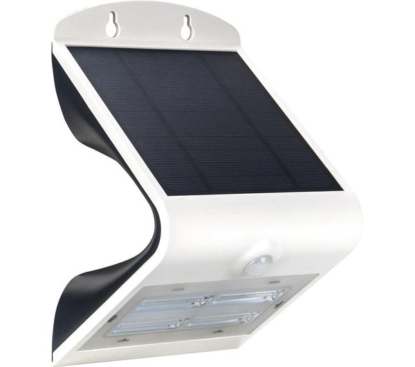 LUCECO Guardian Outdoor Solar LED Wall Light with PIR Motion Sensor - White