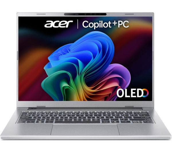 An image of ACER Aspire 14 AI OLED 14" Refurbished Laptop, Copilot+ PC - Intel® Core™ Ultra 5, 512 GB SSD, Silver (Very Good Condition)