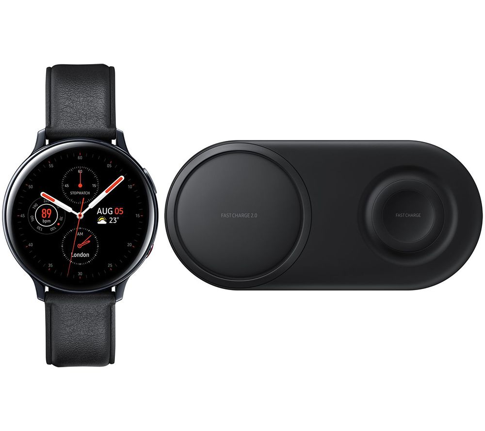 Buy Samsung Galaxy Watch Active2 4g Qi Wireless Duo Charging Pad Bundle Black Leather Stainless Steel 40 Mm Free Delivery Currys