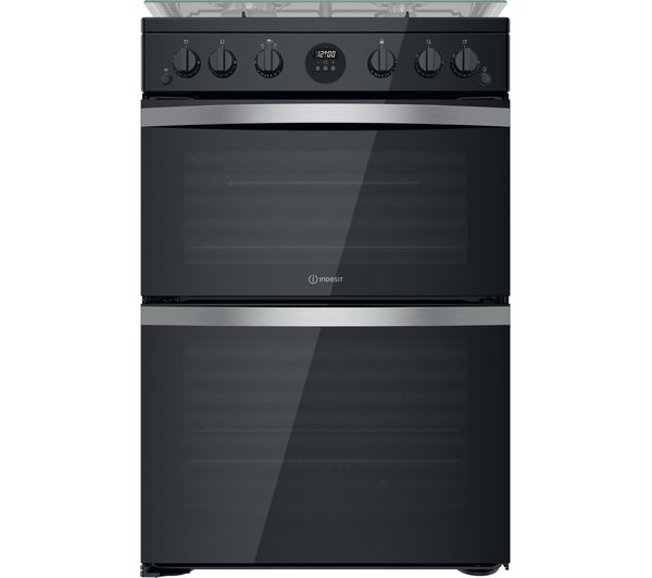 Indesit Flame Control Id67g0mcb 60 Cm Gas Cooker Black