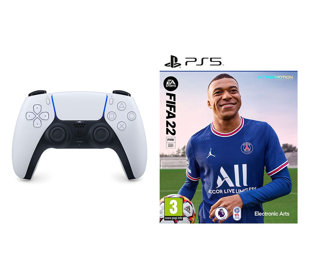 PLAYSTATION FIFA 22 PS5 & White PS5 DualSense Wireless Controller Bundle